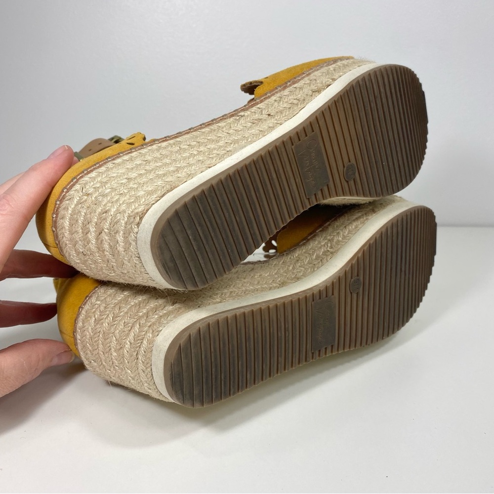 Crown Vintage Dunja Yellow Suede Leather Platform Wedge Espadrilles Sandals 9 - Picture 7 of 10